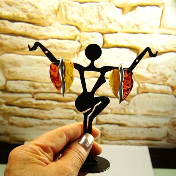 Big Amber & 925 Silver Omega Earrings - Made In Poland Rare Jewelry Her Gift - Picture 16 of 16